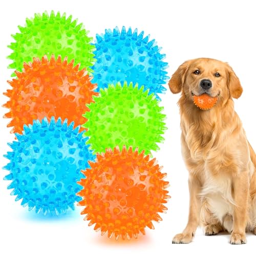 PUPTILY Welpenspielzeug, 6,3 cm, quietschende Hundebälle, Spielzeug und stacheliger Hundeball für aggressive Kauer für kleine Hunde, Hundebälle für saubere Zähne und Training (6 Stück) von PUPTILY