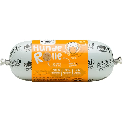 PURBELLO Hunde-Rolle Ente mit Kartoffeln & Kräutern - Monoprotein Hundefutter mit hohem Fleischanteil - Nassfutter für Hunde - Hundewurst schnittfest & getreidefrei - 8 x 200 g von PURBELLO