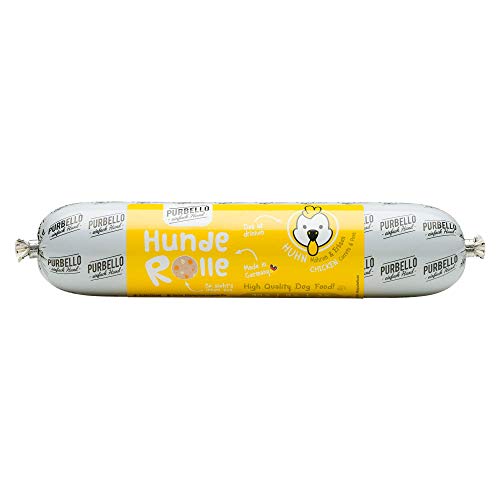 PURBELLO Hunde-Rolle Huhn mit Möhren & Erbsen - Monoprotein Hundefutter mit hohem Fleischanteil - Nassfutter für Hunde - Hundewurst schnittfest & getreidefrei - 8 x 400 g von PURBELLO