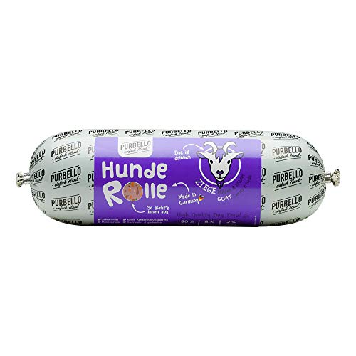 PURBELLO Hunde-Rolle Ziege mit Karotte & Kräutern - Monoprotein Hundefutter mit hohem Fleischanteil - Nassfutter für Hunde - Hundewurst schnittfest & getreidefrei - 8 x 800 g von PURBELLO