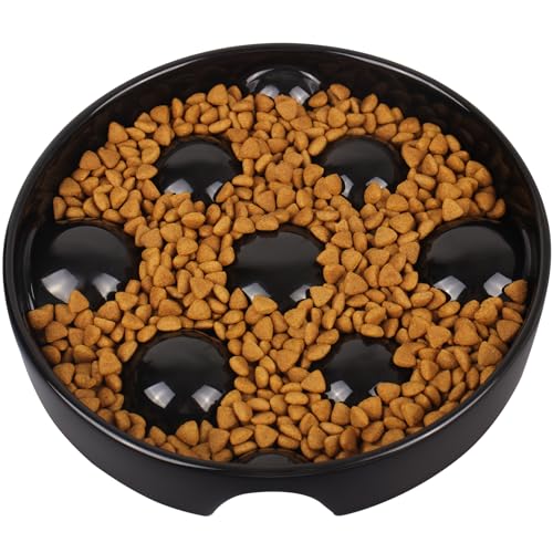 Hundenäpfe Slow Feeder Keramik, 2-3 Tassen Langsames Füttern Hundenapf Kleine Mittlere Rasse für Fast Eater, Puppy Slow Feeder Bowl für Trocken- & Nassfutter, Hundeschirr zum Verlangsamen des Essens, von PURBOT