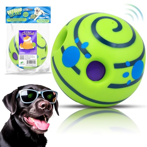 PUREVACY Giggle Dog Ball 14 x 14 x 14 cm, grüner interaktiver Hundespielzeug-Sound 340 ml, Vinyl Giggle Ball für Hunde, Wackelball für Hunde, Sound Dog Toys Wackel, lustiger Wackelball für Hunde S von PUREVACY