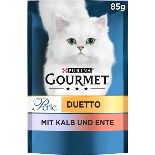 Gourmet Perle Duetto Katzenfutter nass, mit Kalb und Ente, 26er Pack (26 x 85g) von Gourmet