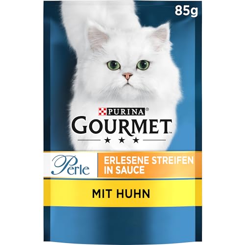 Gourmet Perle Erlesene Streifen Katzenfutter nass, mit Huhn, 26er Pack (26 x 85g) von Gourmet