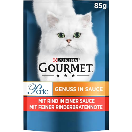 Gourmet Perle Genuss in Sauce Katzenfutter nass, mit Rind, 26er Pack (26 x 85g) von Gourmet