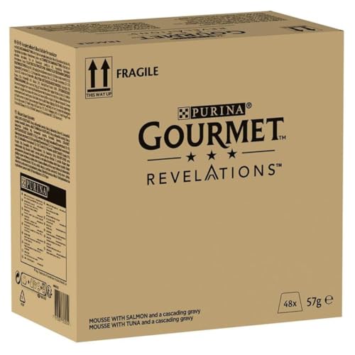 Gourmet Gourmet PURINA GOURMET Revelations Mousse, Katzenfutter nass in Sauce, Lachs & Thunfisch, 48er Pack (48 x 57g) von Gourmet