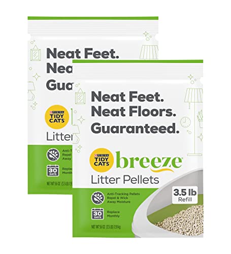 Purina Tidy Cats Breeze Streu Pellets Nachfüllbeutel, hergestellt für mehrere Katzen, Anti-Tracking-Pellets, 1,6 kg Nachfüllbeutel (2 Stück) von PURINA LITTER PELLETS