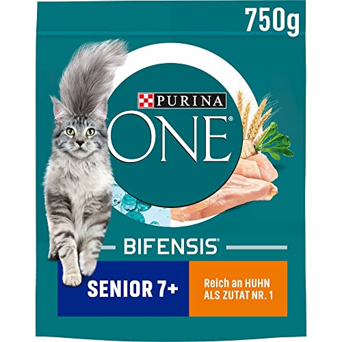 Nestle PURINA ONE BIFENSIS Senior 7+ Katzenfutter trocken, reich an Huhn, 6er Pack (6 x 750g) von PURINA ONE