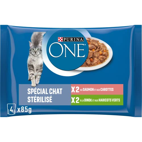 One Chat Purina in Sauce für ausgewachsene Katzen, Lachs, Truthahn, 4 x 85 g von PURINA ONE