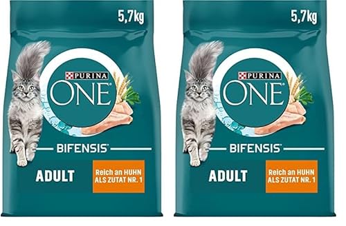 PURINA ONE BIFENSIS Adult Katzenfutter trocken, reich an Huhn, 2er Pack (1 x 5,7kg) von PURINA ONE