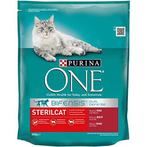 PURINA ONE BIFENSIS STERILCAT Katzenfutter trocken für sterilisierte Katzen, reich an Rind, 6er Pack (6 x 800g) von PURINA ONE