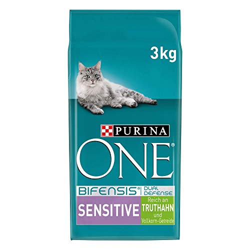 PURINA ONE BIFENSIS Sensitive Katzentrockenfutter: reich an Truthahn & Reis, hohe Verträglichkeit bei Katzen mit empfindlicher Verdauung, mit Omega 6 von PURINA ONE