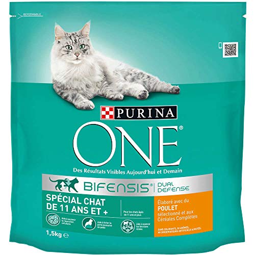 PURINA ONE Bifensis Katze ab 11 Jahren | Trockenfutter mit Huhn und Vollkorngetreide für ältere Katzen | Beutel mit 1,5 kg | 6 Stück von PURINA ONE