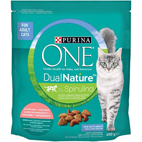 PURINA ONE DUALNATURE Kroketten für Erwachsene, reich an Lachs und mit Spirulina, 400 g von PURINA ONE