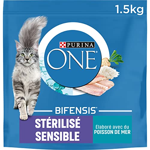 PURINA ONE Sterilisierte Katze, empfindlich, Meeresfisch, 1,5 kg, Trockenfutter für ausgewachsene Katzen, sterilisiert PURINA ONE Sterilisierte Katze, empfindlich, Meeresfisch, 1,5 kg, Trockenfutter für ausgewachsene Katzen, sterilisiert von PURINA ONE