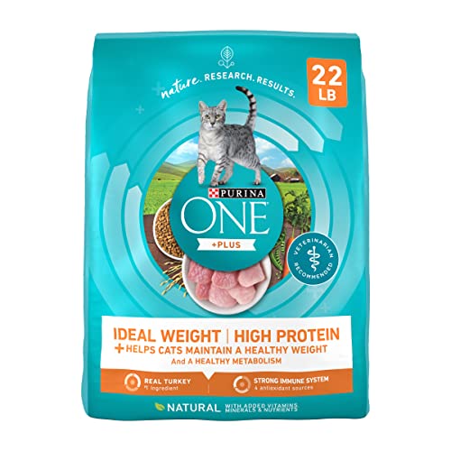 Purina ONE High Protein, gesundheitlich gewichtig, trockenes Katzenfutter, ideales Gewicht mit Turkey – 10 kg, Tasche von PURINA ONE