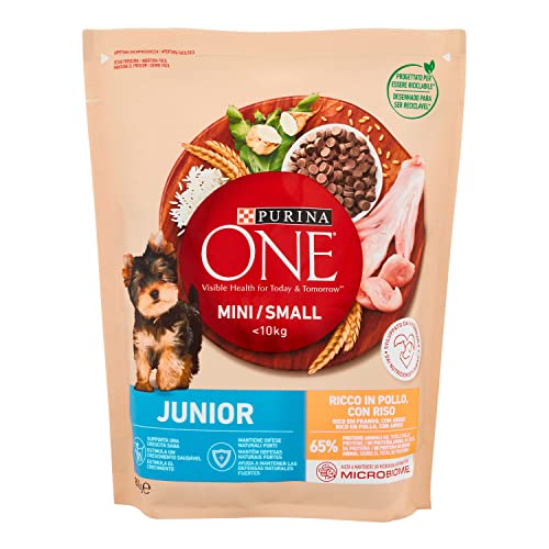 Purina ONE Mini <10 kg Futter für kleine Hunde, Welpen, Junior, Baby mit Huhn und Reis, 800 g Beutel von PURINA ONE