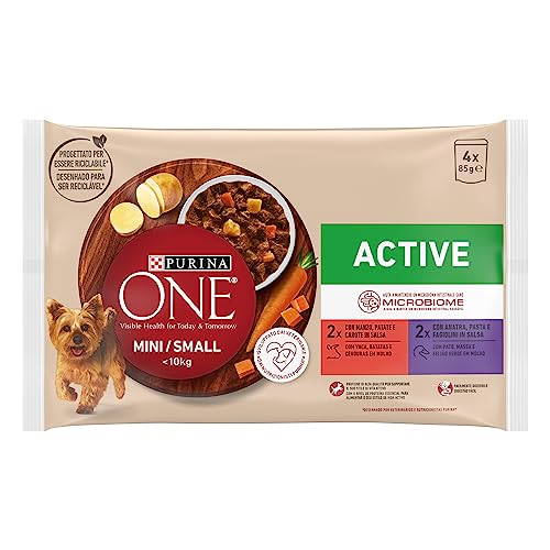 Purina One Active Nassfutter für Hunde Rind und Ente in Sauce Multipack, 48 Beutel à 85 g von PURINA ONE