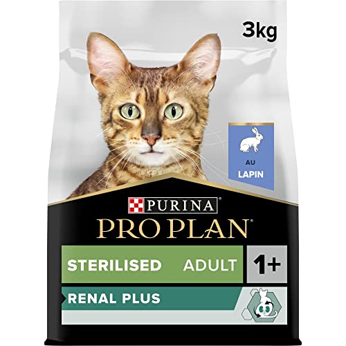 PURINA PRO PLAN Sterilised Adult 1+ OptiRenal | Reich an Kaninchen | Trockenfutter | Katze | 3 kg Beutel von Pro Plan