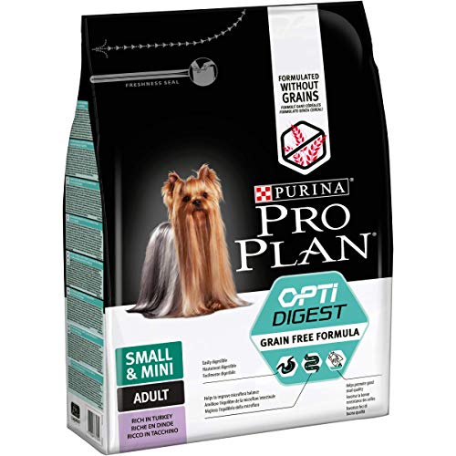 Pro Plan Grain Free Small & Mini Adult Senstive Digestion, Hundefutter trocken, reich an Truthahn, 1er Pack (1 x 2,5 kg) von Pro Plan