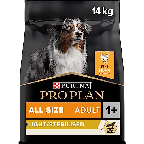 Pro Plan All Size Adult Light / Sterlised, Hundefutter trocken, reich an Huhn, 1er Pack (1 x 14 kg) von Pro Plan