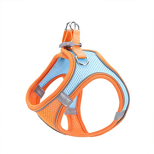 Haustier-Brustgeschirr, Traktionsseil, reflektierendes, atmungsaktives Nylon-Haustierweste, Hundegeschirr für Welpen, Orange + Blau, XS Little Surprise von PURRL