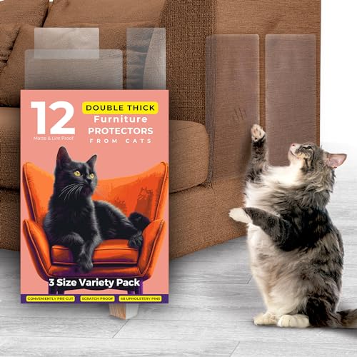 PURRRFECT PAWZ 12 Stück Matte Anti-Kratz-Möbelschutz gegen Katzenkrallen, Möbel-Kratzschutz für Katzen, verhindert Kratzen von Möbeln von PURRRFECT PAWZ