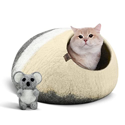 PURRZ Eco Calming Mochi Katzenbett aus Filz, umweltfreundlich und nachhaltig, handgefertigt, 100 % hypoallergene Merinowolle, Bett, Haus, Pod, Cubby, Zelt, Iglu für Katzen, Kätzchen, Welpen und kleine von PURRZ