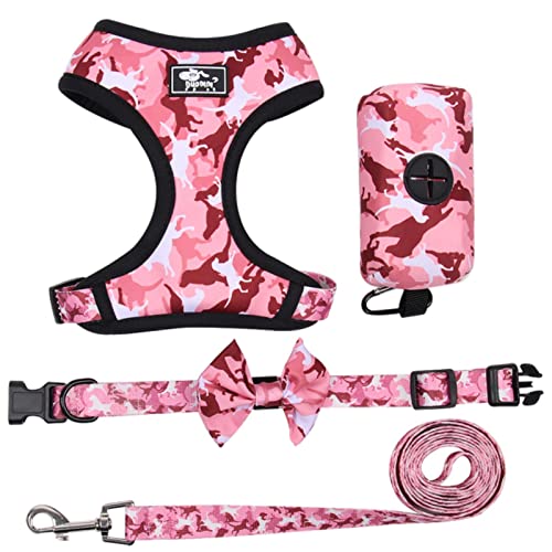 Camouflage Hundegeschirr Weste Leine und Halsband Set für kleine mittelgroße Hunde Antiescape Pet Brustgurt Französische Bulldogge Zubehör von PUYYDS