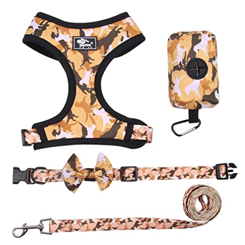 Camouflage Hundegeschirr Weste Leine und Halsband Set für kleine mittelgroße Hunde Antiescape Pet Brustgurt Französische Bulldogge Zubehör von PUYYDS