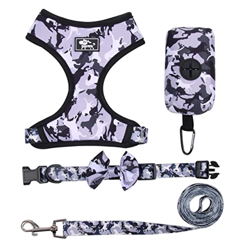 Camouflage Hundegeschirr Weste Leine und Halsband Set für kleine mittelgroße Hunde Antiescape Pet Brustgurt Französische Bulldogge Zubehör von PUYYDS