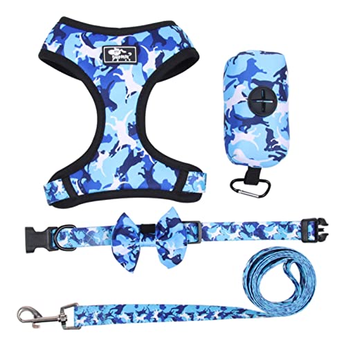 Camouflage Hundegeschirr Weste Leine und Halsband Set für kleine mittelgroße Hunde Antiescape Pet Brustgurt Französische Bulldogge Zubehör von PUYYDS