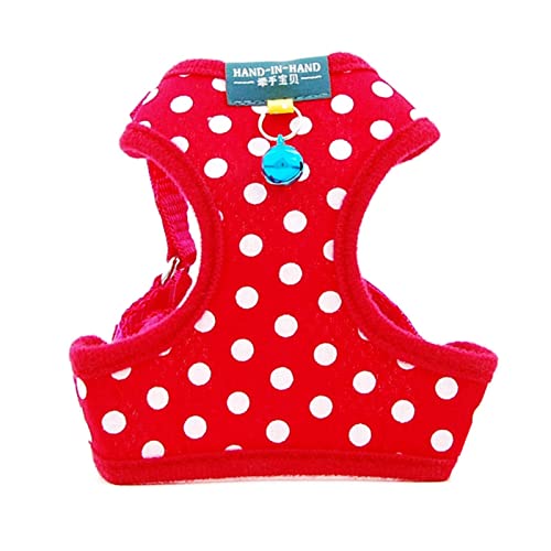 Hund Katze Polka Dot Print Baumwollgeschirr Weste Haustier verstellbar mit Glocke Laufleine für Welpen Netzgeschirr für kleine mittelgroße Hunde von PUYYDS