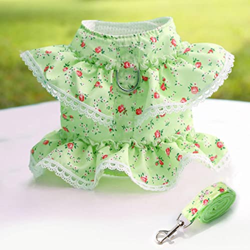 PUYYDS Hundeleine Atmungsaktiv Stereo Pink Flower Harness Haustier Katze Hundeleine Set Welpen Weste Harness Leinen für Chihuahua Yorkshire Terrier von PUYYDS