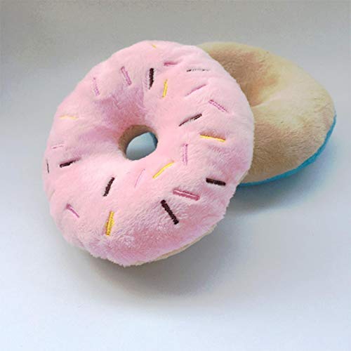 Soft Dog Donuts Plüsch Haustier Hundespielzeug für Hunde Kauspielzeug Cute Puppy Squeaker Sound Toys Funny Puppy Small Medium Dog Interaktives Spielzeug von PUYYDS