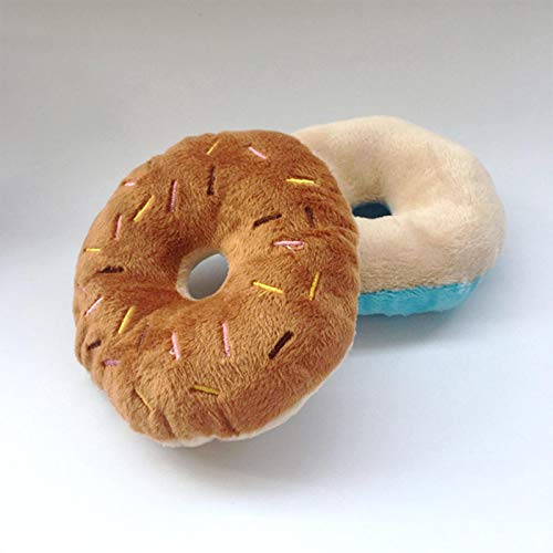 Soft Dog Donuts Plüsch Haustier Hundespielzeug für Hunde Kauspielzeug Cute Puppy Squeaker Sound Toys Funny Puppy Small Medium Dog Interaktives Spielzeug von PUYYDS