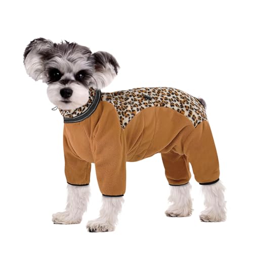 PUZAUKAL Hundemantel Winter Warme Hundepullover Fleece Mit Reißverschluss Winddichte Hundemantel mit Beinen für Kleine Mittlere Große Hund Jumpsuit Hoher Kragen Hundeoverall-Gelb(M) von PUZAUKAL