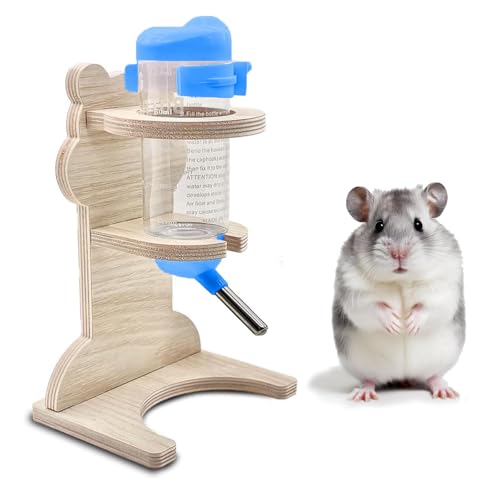 Hamster Trinkflasche Set, 1 Hamster Trinkflasche und 1 Massivholzbär Geformte Hamster Trinkflasche Halterung, für Hamster, Meerschweinchen, Kaninchen und Chinchillas, um Wasser zu Trinken(125ml) von PVFZXS