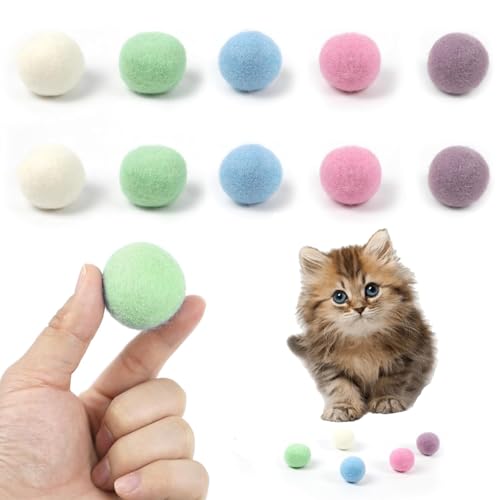 PVFZXS 15 Stück Katzenbälle, Katzen Ball, Katzenspielzeug Ball, Katzenbälle Spielzeug für Katzen Kitten, Natürliches Filzbälle für Katzen aus 100% Wolle von PVFZXS