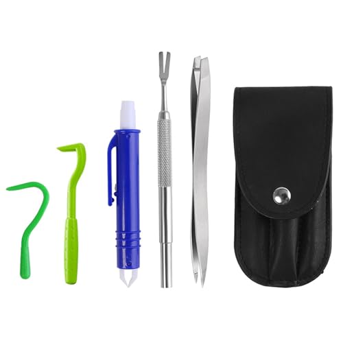 PVFZXS Zeckenzange 5er Set mit Etui, mit 2 Zeckenhaken, 2 Zeckenzangen Metall und 1 Zeckenpinzette Einfacher und Sicherer Zeckenentferner für Kinder und Haustier von PVFZXS