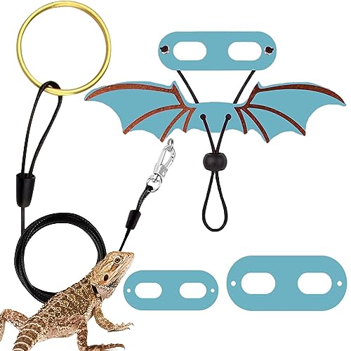 Bartdrachen-Geschirr, Bartdrache und Geschirr-Set, Größe S/M/L, verstellbar, weiches Leder, Dinosaurier-Flügel, Reptiliengeschirr-Set, Haustierzubehör Pw tools von PW TOOLS