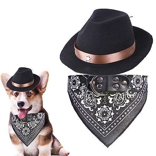 Cowboy-Kostüm für Hunde und Katzen, Cowboyhut und Bandana-Schal, lustige Kopfbedeckung für Katze und Hund, Hund, Katzenkostüm, Cosplay-Zubehör für Urlaub, Haustier- -Dekoration Pw tools von PW TOOLS