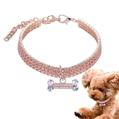 Glitzer Hundehalsband - Kleine Hunde Katzen Strass Knochenschmuck | Kleine Haustier-Halskette, Schmuck für kleine Hunde, Mädchen, Hündinnen, kleine Hunde, Welpen Pw tools von PW TOOLS