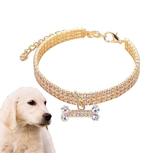 Glitzer Hundehalsband - Verstellbare 3-reihige Strass-Halskette für kleine Hunde und Katzen - Strass-Halskette, hübsches glitzerndes Hundehalsband für Par - und Hochzeitsaccessoires Pw tools von PW TOOLS