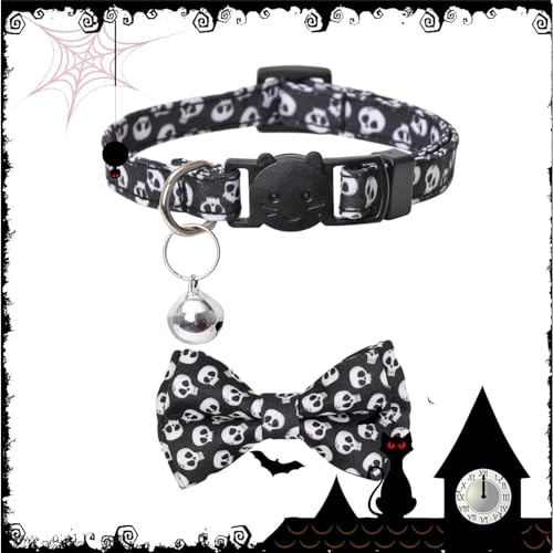 PW TOOLS Halloween Hundehalsband, Abnehmbare Halloween-Fliege mit klingelnder Glocke, Hundebekleidungszubehör für Fotografie, Hochzeit, Zuhause, Spazierengehen, Reisen von PW TOOLS