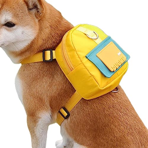 PW TOOLS Hundegeschirr-Rucksack,Hunderucksäcke zum Wandern - Schultasche für Welpen, wasserdichter Twill-Stoff, verbreitertes seidiges Gurtband, Doppel-D-Ring-Design für Samojeden, Shiba Inu, Golden von PW TOOLS