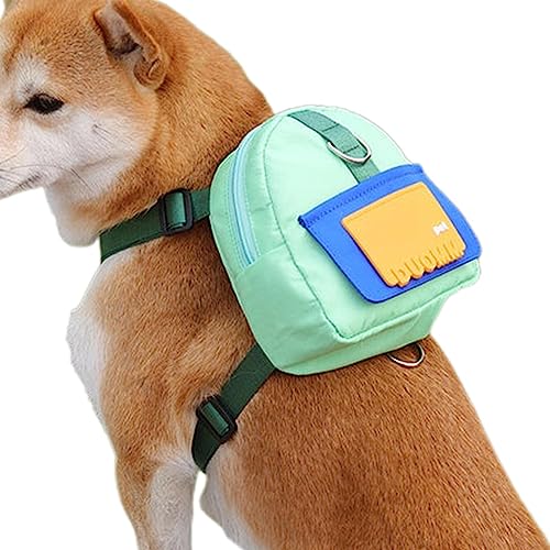 PW TOOLS Hundegeschirr-Rucksack,Hunderucksäcke zum Wandern - Schultasche für Welpen, wasserdichter Twill-Stoff, verdecktes Müllsack-Design für Golden Retriever, Hu, Shiba Inu von PW TOOLS