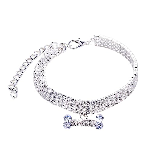 Strass Hundehalsband - Strass-Knochen-Schmuck-Anhänger,Strass-Halskette, hübsches glitzerndes Hundehalsband für Par - und Hochzeitsaccessoires Pw tools von PW TOOLS