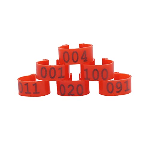 Hühnerfußring, Durchmesser 16 mm, ohne Wörter, Beinring, Hühner-Logo, geknöpfter Fußring, rot, 100 Stück (rot) von PZOFERLIN