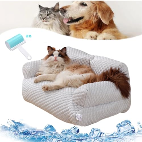 Ice Silk Cooling Pet Bed Breathable Washable Dog Sofa Bed,Dog Cooling Bed Summer Sleeping Cool Ice Silk Bed for Small,Medium, Large Dogs & Cats Breathable Washable Pet Beds von PZZPPU